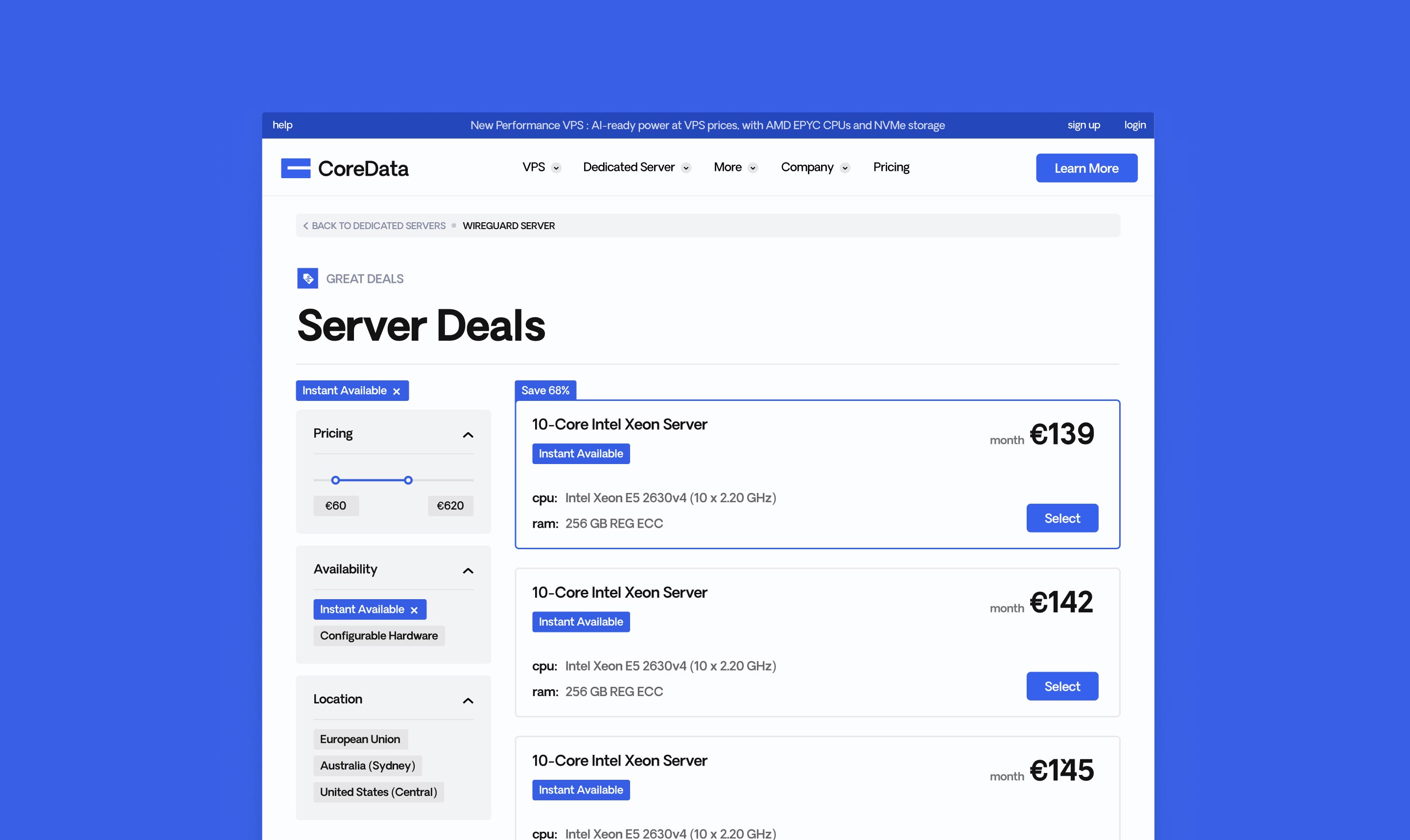 server deals