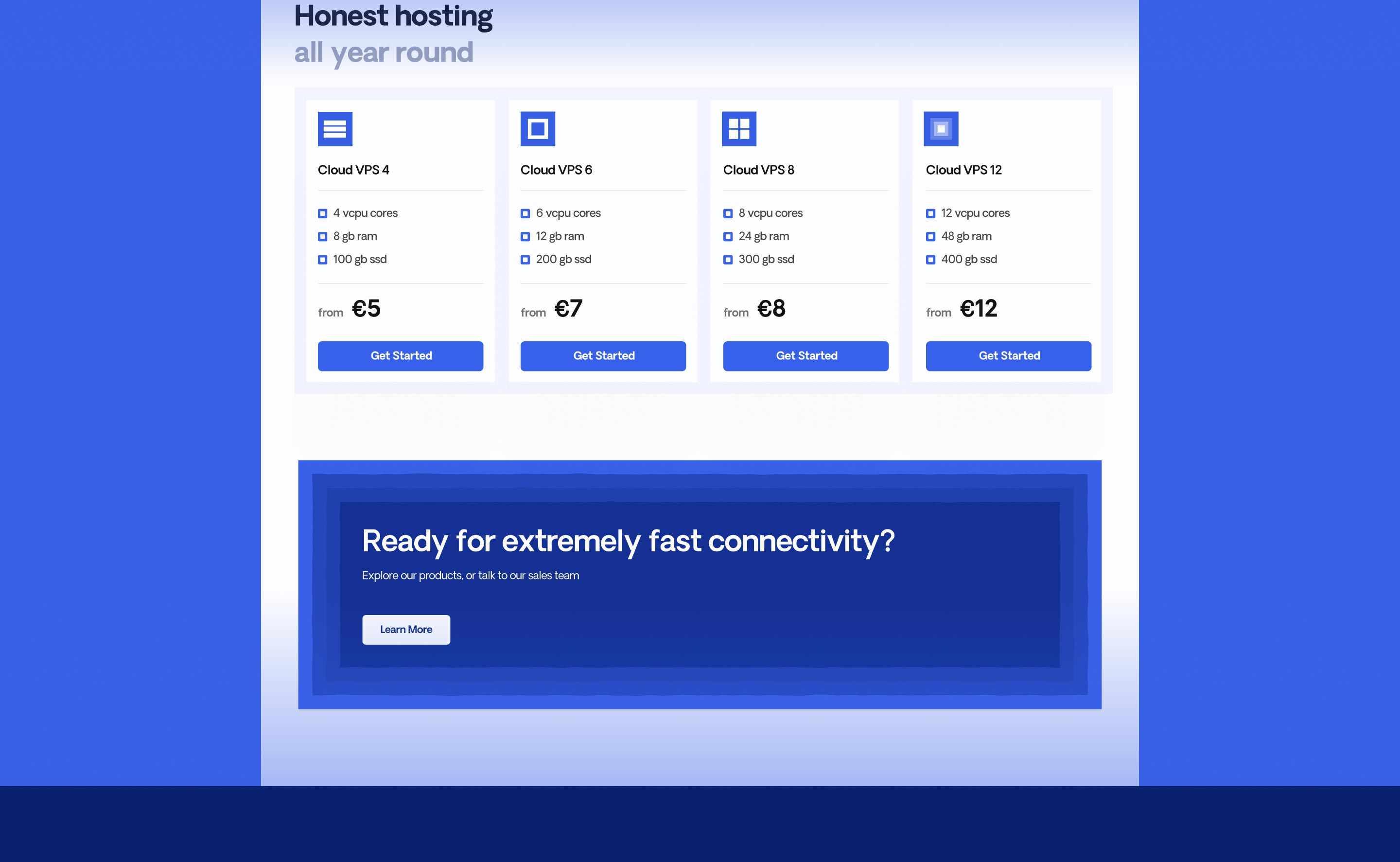 pc hosting website page